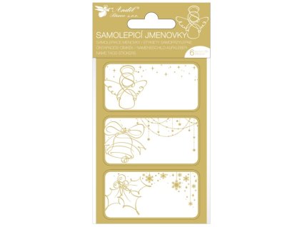 Lepící jmenovky na dárky - zlatá ražba