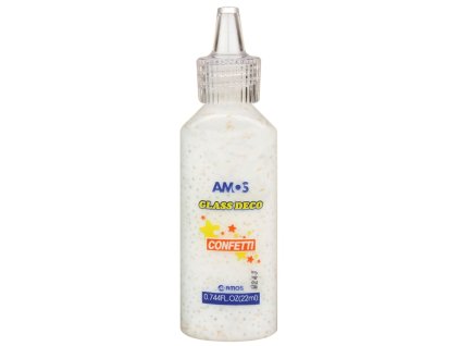 Barvička na sklo (22 ml) s konfetami - bílá