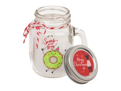 candle in mason jar christmas motifs 93007