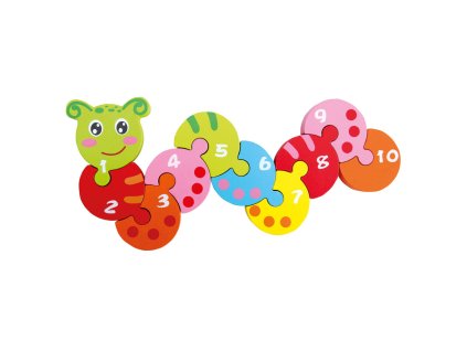 Dřevěná skládačka žížala s čísly