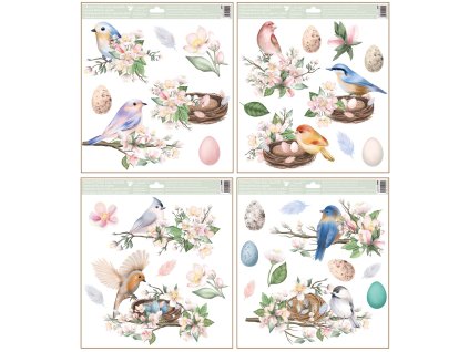 Okenní fólie s glitry - ptáčci