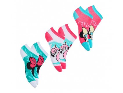 Ponožky Minnie Mouse (3pack) - tmavě růžové & zelené
