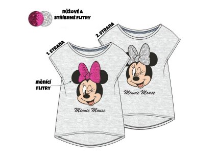 Triko s kr. rukávem s měnícími flitry Minnie Mouse