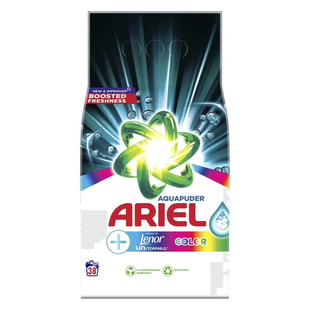 26965 ariel aqua puder color touch od lenor unstoppables praci prasok 38 prani 2470g