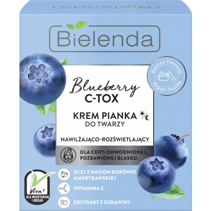 BIELENDA Blueberry C-Tox hydratačná a rozjasňujúca pleťová krémová pena deň/noc 40g