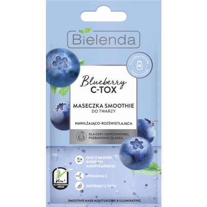 BIELENDA Blueberry C-Tox Smootie hydratačná a rozjasňujúca pleťová maska 8g