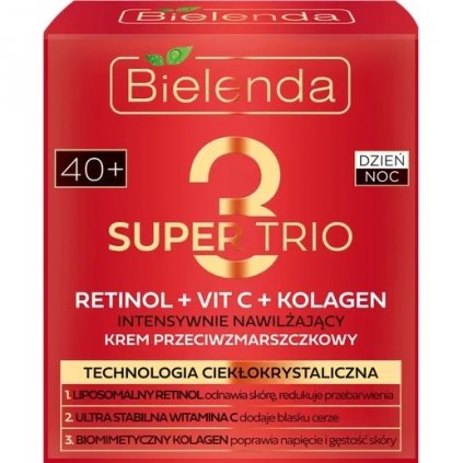 28252 bielenda super trio 3 retinol vit c kolagen hydratacny pletovy krem proti vraskam 40 den noc 50ml