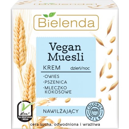 BIELENDA Vegan Muesli Pšenica + Ovos + Kokosové mlieko hydratačný pleťový krém deň/noc 50ml