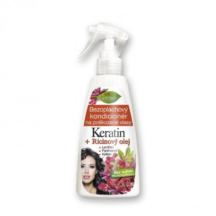 BIO BIONE Keratin + Ricinový olej bezoplachový kondicionér 260ml