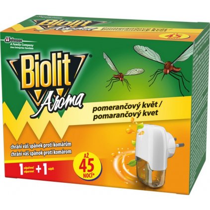 BIOLIT Aroma Elektrický odparovač proti komárom 45 nocí pomaranč strojček + náplň 27ml