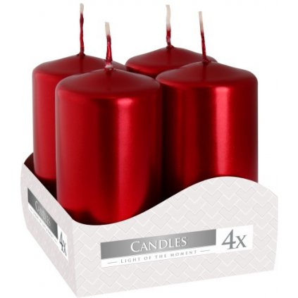BISPOL Candles metalické adventné sviečky červená 4ks