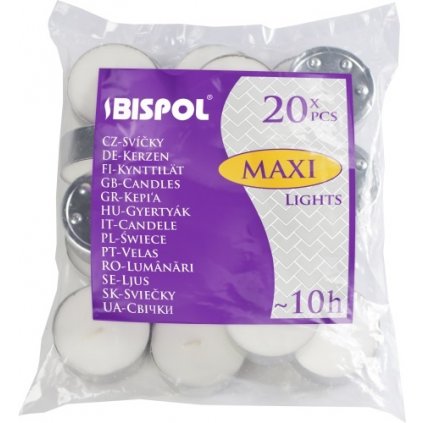 BISPOL Maxi Light 10 hodinové čajové sviečky 20ks