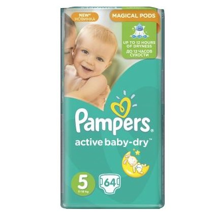 PAMPERS Active Baby Dry 5 Junior 11-18 kg 64ks