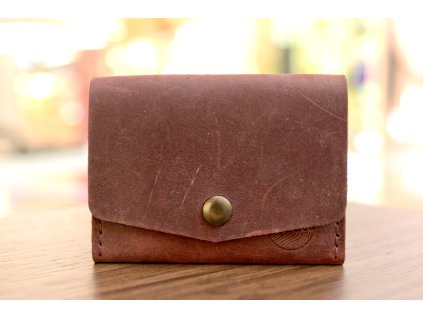 Peněženka "MINI-plus". Kůže "Crazy Horse" vínová