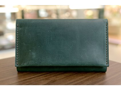 Peněženka-longer/3-fold "7RK". Kůže "Crazy Hors" zelená