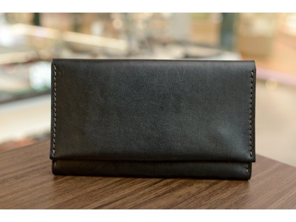 Peněženka-longer/3-fold "7RK". Kůže "Krast" černá