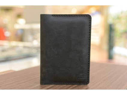 Organizér na 2 dokumenty formátu "PAS" (vnitřní zapínání). Kůže "Crazy Horse" černá