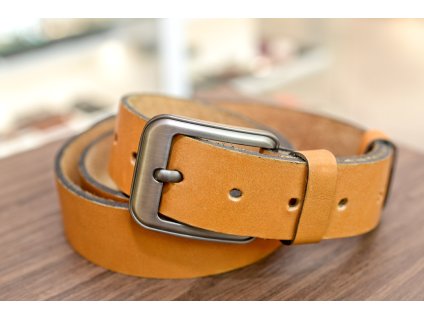 Kožený pásek Premium (36-40 mm). Spona 002. Opaskova kůže žlutá