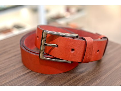 Kožený pásek Premium (36-40 mm). Spona 002. Opaskova kůže červená