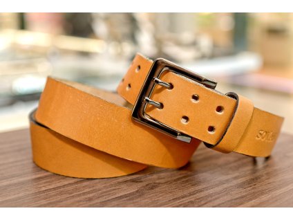 Kožený pásek Premium (36-40 mm). Spona 004. Opaskova kůže žlutá