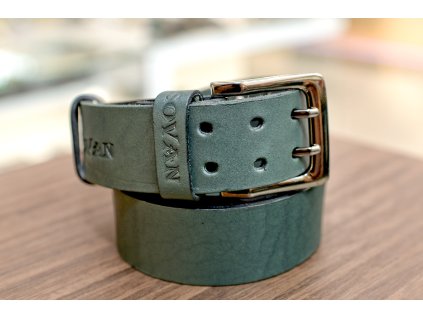 Kožený pásek Premium (36-40 mm). Spona 004. Opaskova kůže tmavě zelená