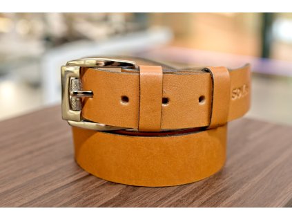 Kožený pásek Premium (36-40 mm). Spona 006. Opaskova kůže žlutá