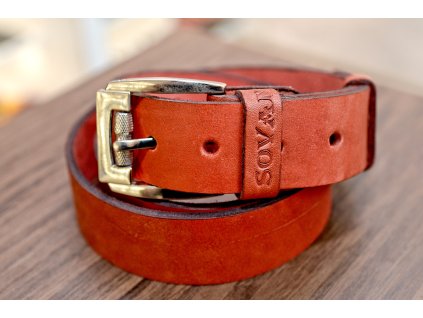 Kožený pásek Premium (36-40 mm). Spona 006. Opaskova kůže červená