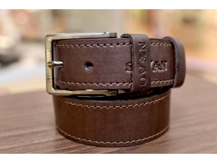 Kožený pásek Premium (36-40 mm). Spona 002. Prošité. Opaskova kůže tmavě hnědá