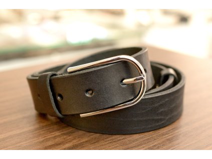 Pásek "LA" 30mm. Spona 007 NKL. Opasková kůže černá