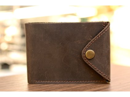 Peněženka "COMPACT". Kůže "Crazy Horse" tmavě hnědá