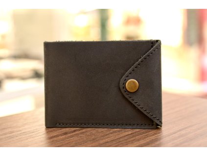 Peněženka "COMPACT". Kůže "Crazy Horse" černá