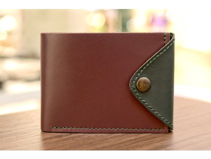 Peněženka "COMPACT". Kůže "Kaiser" vínová/tm.zelená