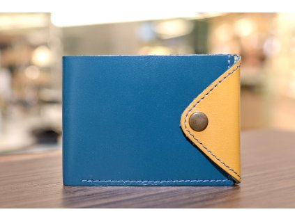 Peněženka "COMPACT". Kůže "Kaiser" modrá/žlutá