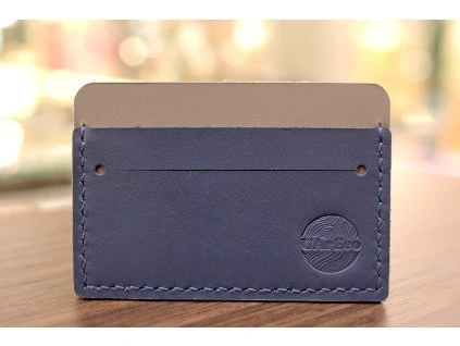 Card-holder Slim. Kůže "Kaiser" šedá/modrá