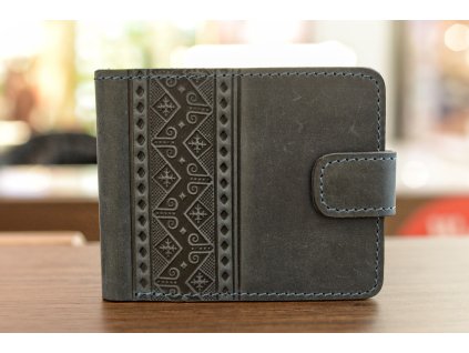 73 skladaci penezenka s reliefem vysivka kuze crazy horse tmave modra