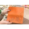 Peněženka-longer "Shpak" s reliéfem "Sovička". Kůže "Crazy Horse" oranžová