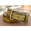Kožený pásek Premium (36-40 mm). Spona 002. Opaskova kůže Olivová s tmavým okrajem