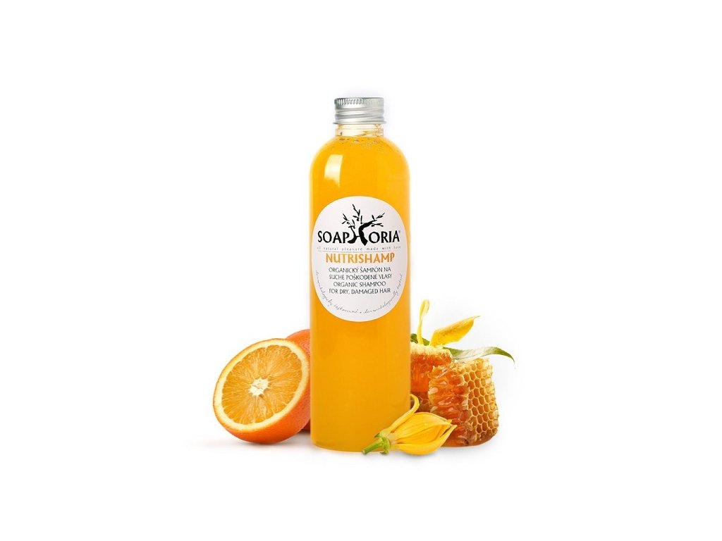nutrishamp organicky tekuty sampon na suche namahane a poskodene vlasy