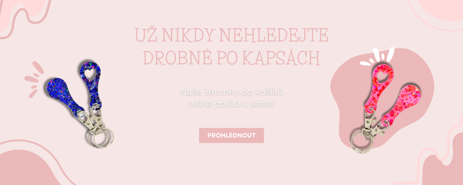 Klíčenka s žetonkem do nákupního košíku. Praktický doplněk pro snadné nakupování
