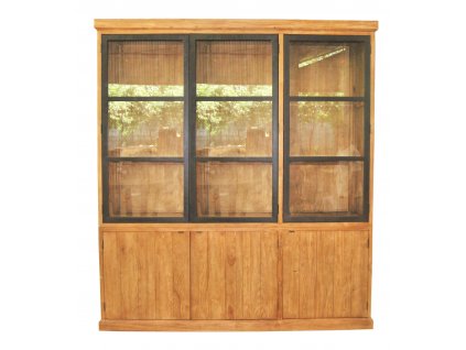 IRC002 Rustic Cabinet 6 Swing door with Alu Black door, in rustic finish 200x45xH (1)