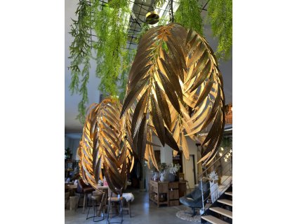závěsná lampa MEA GOLD palmové listy- kovová-vel.M
