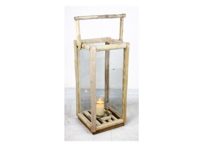lucerna teak se sklem 28x28x61cm