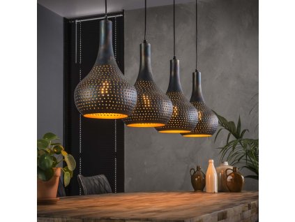 závěsná lampa 4x25cm; perforované kužely