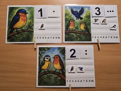 Prvek, číslo, kolíček (zpěvaví ptáčci)