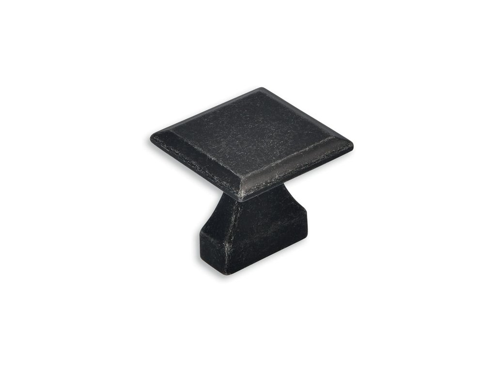 12406 - Rustikální čtvercová knopka 32x32mm/ železo černá patina