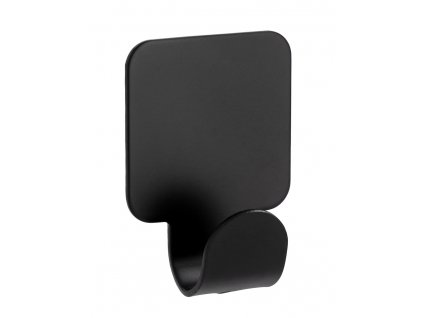 Koupelnový věšák VIKTOR, samolepící, kovový, černá mat, výška 41 mm