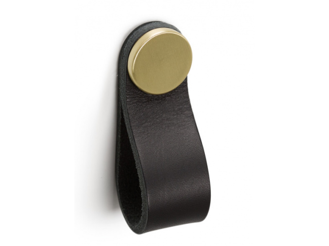 kožená nábytková  úchytka černá, zlatá