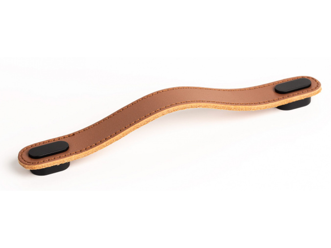 Úchytka kožená V0507160P26M2 hnědá - černá OBLONG