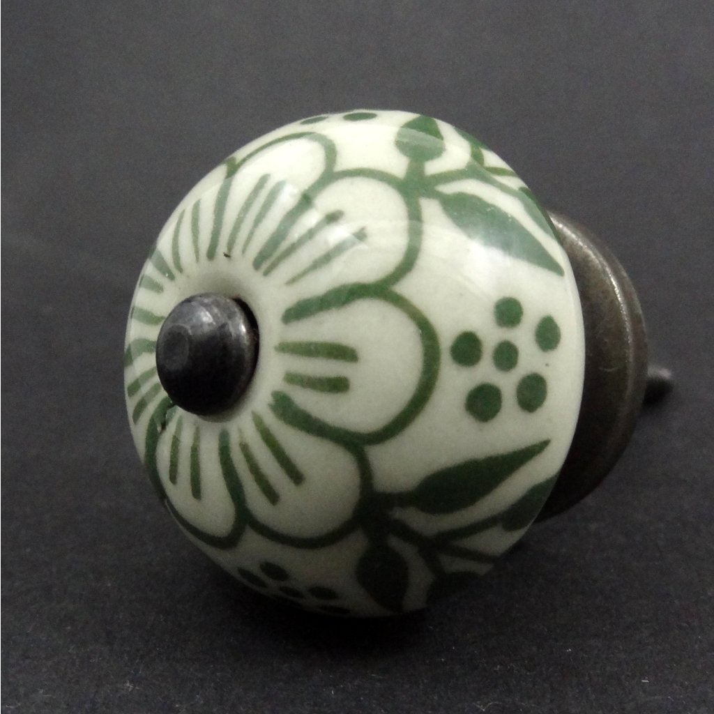 Keramická úchytka-Kakost-Vintage zelená