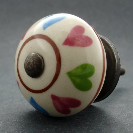 Keramická úchytka-Barevná srdíčka 2